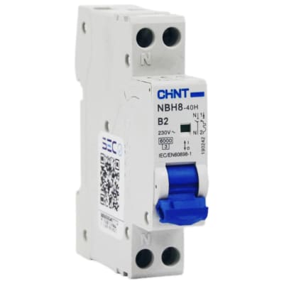 Interruptor Automático 1P+N 2A 6kA Curva B NBH8-40H Chint1
