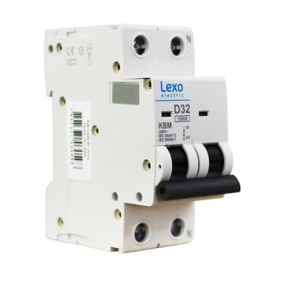 Interruptor Automático MCB 1P+N 32A Curva D 15kA Lexo