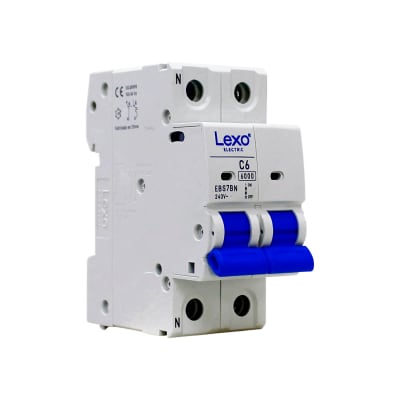 Interruptor Automático MCB 1P+N 6A Curva C 6kA Lexo1