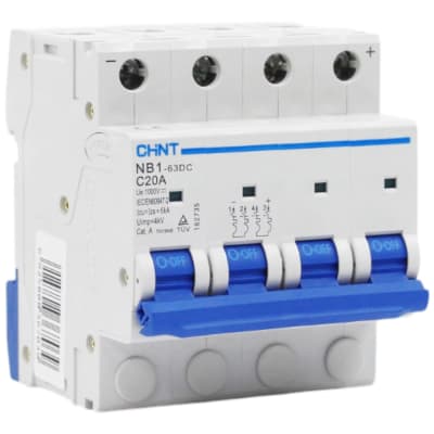 Inter. Automático DC 2x20A Curva C 1000VDC NB1-63DC-4P Chint1