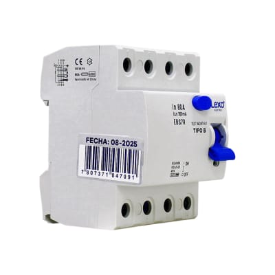 Interruptor Diferencial RCCB 4P 80A Clase B 300mA Lexo