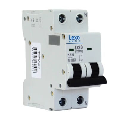 Interruptor Automático MCB 1P+N 20A Curva D 15kA Lexo