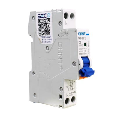 Interruptor RCBO 1P+N C6 Curva C Clase A 6kA 30mA Chint1