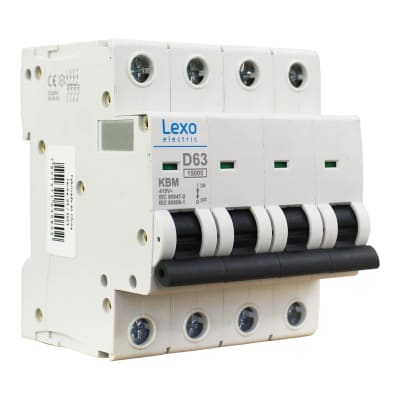 Interruptor Automático MCB 4P 63A Curva D 15kA Lexo