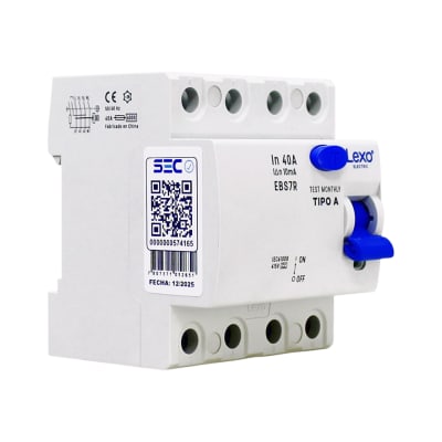 Interruptor Diferencial RCCB 4P 40A Clase A 10mA Lexo1