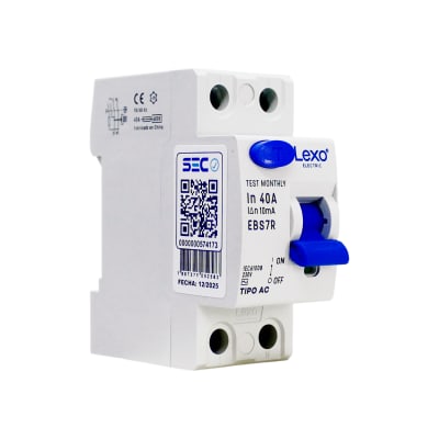 Interruptor Diferencial RCCB 2P 40A Clase AC 10mA Lexo1