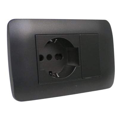 Toma Corriente Schuko 10/16a 250v Grafito Armado Lexo1