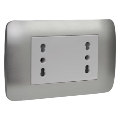 Toma Corriente DUPLEX 10A/16A 250V Blanco/Plata LEXO