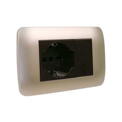 Toma Corriente Schuko 10/16a 250v Cafe/Titanio Armado Lexo