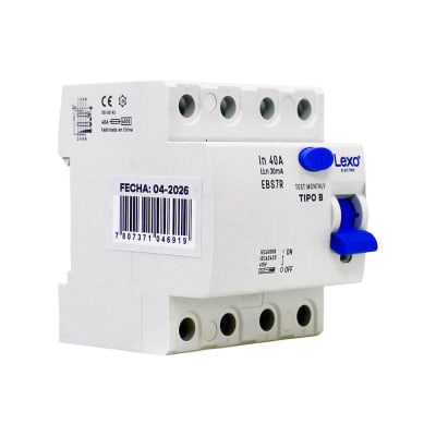 Interruptor Diferencial RCCB 4P 40A Clase B 30mA Lexo
