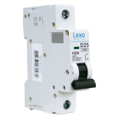 Interruptor Automático MCB 1P 25A Curva D 15kA Lexo