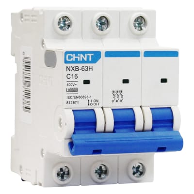 Interruptor Automático 3x16a 10ka Curva (C) Nxb-63h Chint