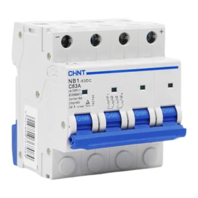 Inter. Automático DC 2x63A Curva C 1000VDC NB1-63DC-4P Chint1