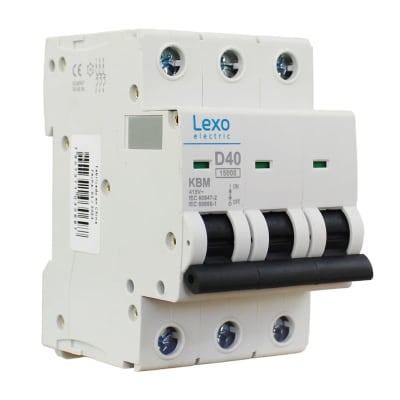 Interruptor Automático MCB 3P 40A Curva D 15kA Lexo