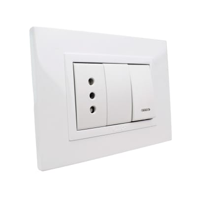 Interruptor 9/12 + Toma 10A Zen Basic Blanca Kalop Ks41764