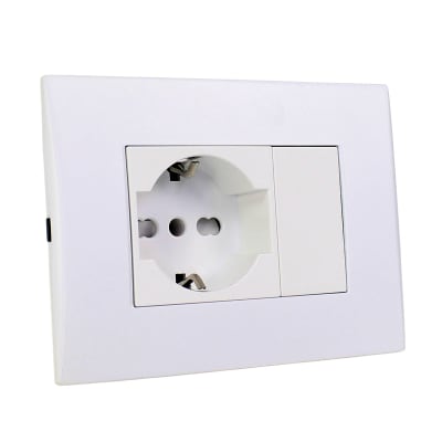 Toma Corriente Andes Schuko 10/16 250v White Armado Lexo