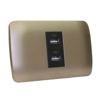 Toma Doble USB 5v c.c. 1100ma Café Armado Titanio Lexo1