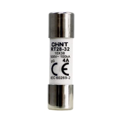 Fusible Cilíndrico 10x38mm 4A Gg/Gl 500Vac 20ka Chint1
