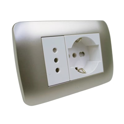 Toma Schuko 10/16 + Toma 10a 250v Plata Armado Lexo