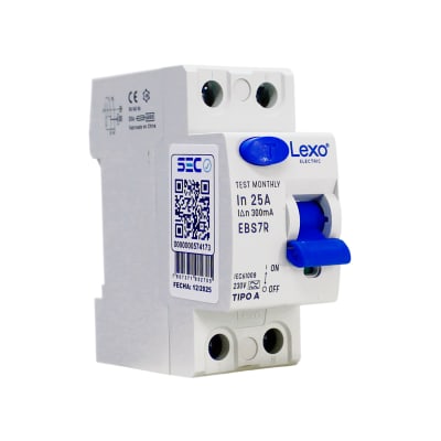 Interruptor Diferencial RCCB 2P 25A Clase A 300mA Lexo1