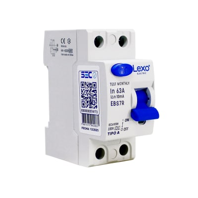 Interruptor Diferencial RCCB 2P 63A Clase A 10mA Lexo1