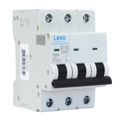 Interruptor Automático MCB 3P 16A Curva D 15kA Lexo
