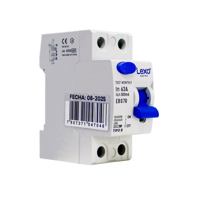 Interruptor Diferencial RCCB 2P 63A Clase B 300mA Lexo