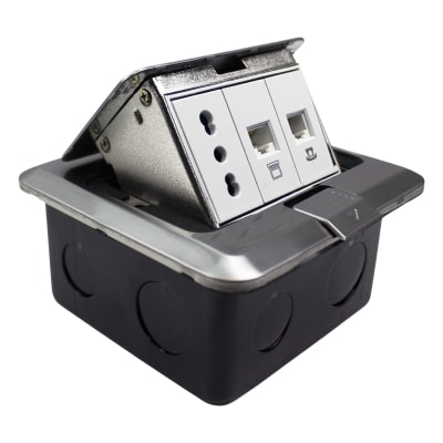 Caja De Piso Enchufe 10/16A + Toma Rj45 + Toma Rj11 Stanford1