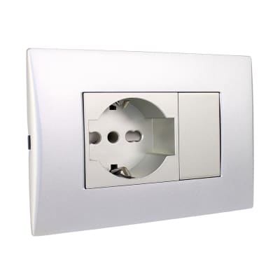 Toma Corriente Andes Schuko 10/16a 250v Silver Armado Lexo