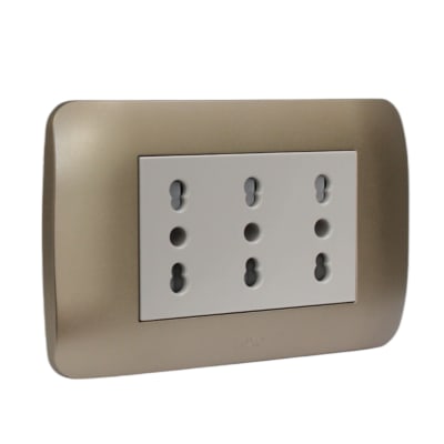 Toma Corriente TRIPLEX 10/16A 250V Beige/Titanio LEXO1