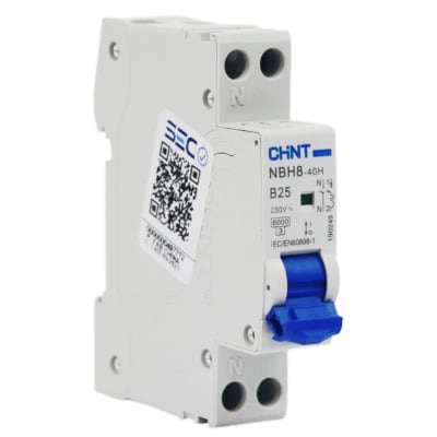 Interruptor Automático 1P+N 25A 6kA Curva B NBH8-40H Chint
