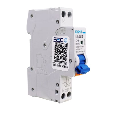 Interruptor RCBO 1P+N C40 Curva C Clase A 6kA 300mA Chint1