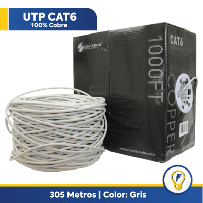Cable Utp Cat6 100% Cobre 23awg 305 Mts Gris Aw