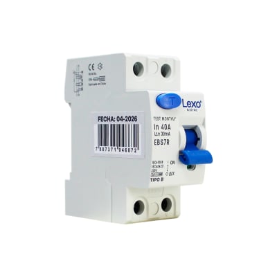 Interruptor Diferencial RCCB 2P 40A Clase B 30mA Lexo
