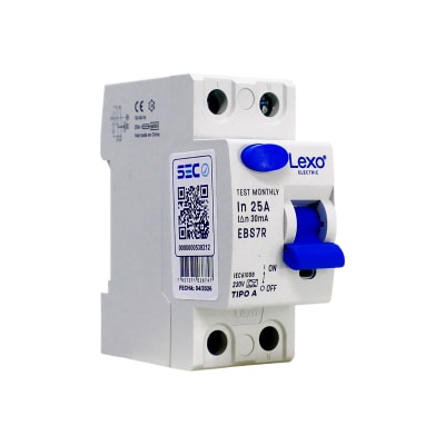 Interruptor Diferencial RCCB 2P 25A Clase A 30mA Lexo1