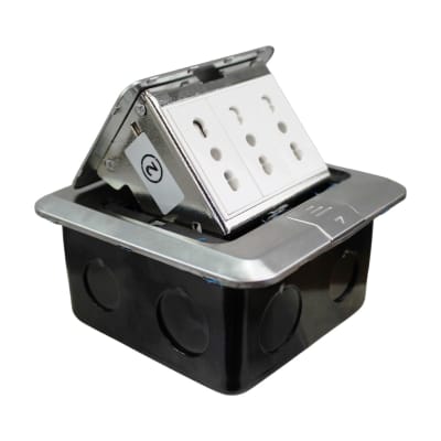 Tomacorriente de Piso Tripe Pop Up Metálica 10/16A 220V1