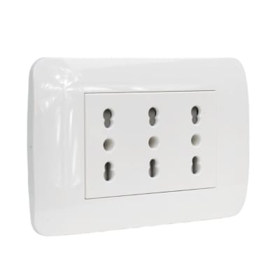 Toma De Corriente TRIPLEX 10/16A 250V Blanco LEXO