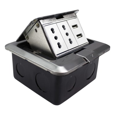 Caja De Piso Pop-Up 2 Enchufes 10/16A + 2 Toma USB Stanford1