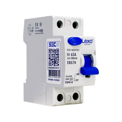 Interruptor Diferencial RCCB 2P 63A Clase A 300mA Lexo1