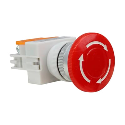 Pulsador PVC Parada Emerg C/ Reten 1/4 Vuelta 22mm 1nc 10a