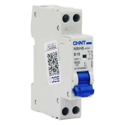 Interruptor Automático 1P+N 16A 6kA Curva B NBH8-40H Chint1