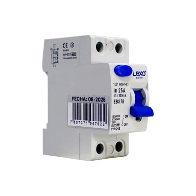 Interruptor Diferencial RCCB 2P 25A Clase B 300mA Lexo1