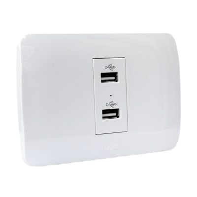 Toma Doble USB 5v c.c. 1100ma Blanco Armado Lexo