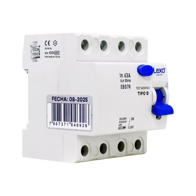 Interruptor Diferencial RCCB 4P 63A Clase B 30mA Lexo