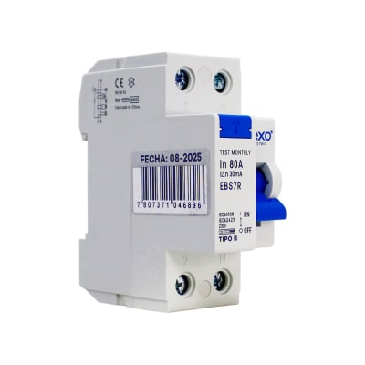 Interruptor Diferencial RCCB 2P 80A Clase B 30mA Lexo1