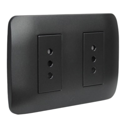 Toma Corriente Doble 10A 250V Grafito Armado LEXO1