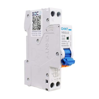 Interruptor RCBO 1P+N C10 Curva C Clase A 6kA 300mA Chint1