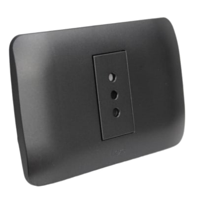 Toma Corriente Simple 10A 250V Grafito Armado LEXO