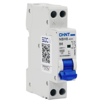 Interruptor Automático 1P+N 6A 6kA Curva B NBH8-40H Chint