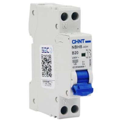 Interruptor Automático 1P+N 20A 6kA Curva B NBH8-40H Chint1